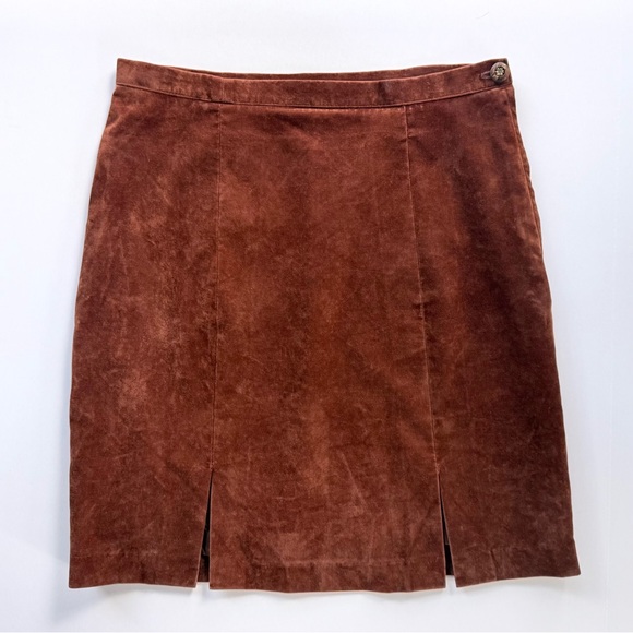 Vintage Dresses & Skirts - Vintage 1970s Brown Velveteen Mini Skirt S